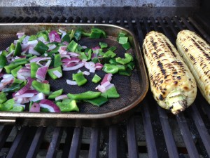 Veggies on the Grill for Bacon & Poblano Chili pizza